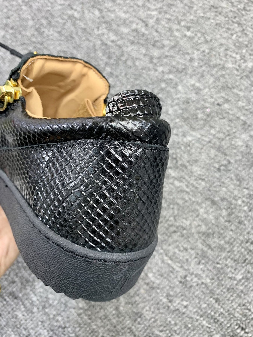 Giuseppe Zanotti Black Snakeskin Low-Top Sneakers — detail