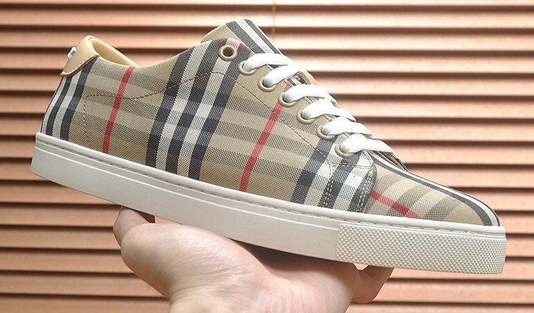 Burberry Beige Check Low-Top Sneakers — front