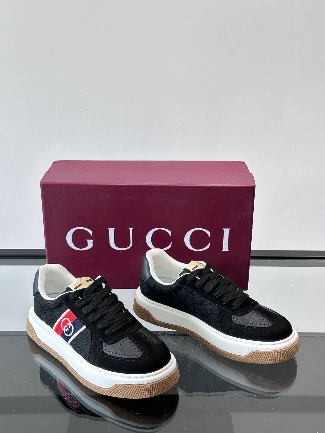 Gucci Black Stripe Sneakers — front