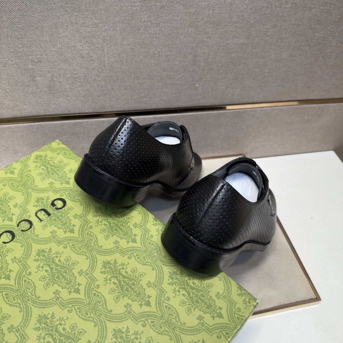 Gucci Black Perforated Lace-Up Shoes — back