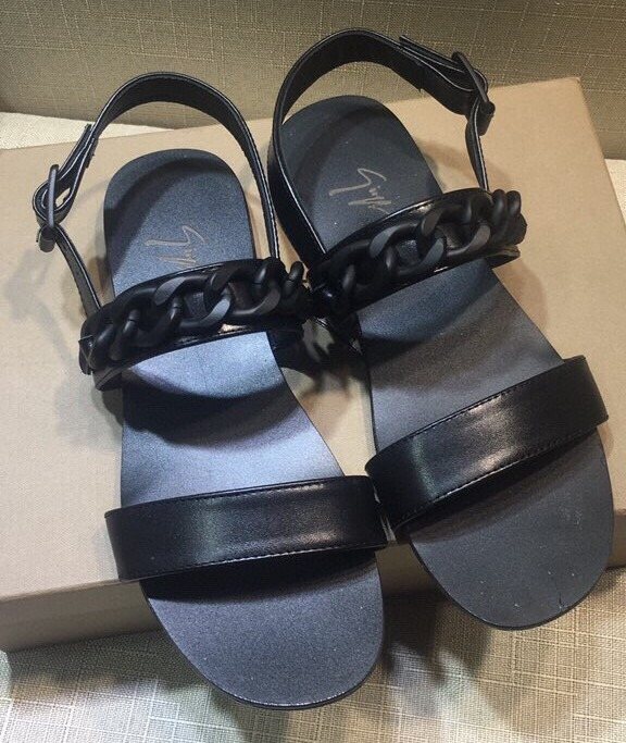 Giuseppe Zanotti Black Braided Open-Toe Sandals — front
