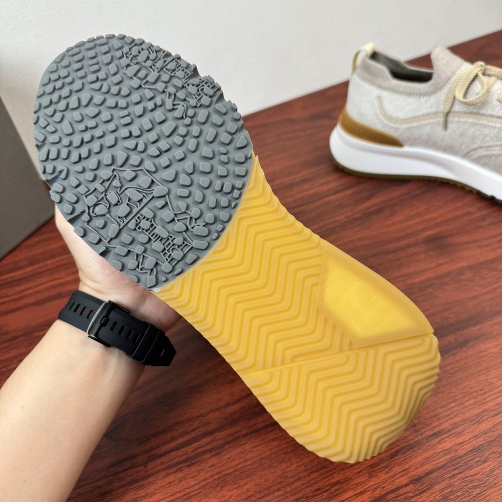 Brunello Cucinelli Light Green Knit Sneakers — front