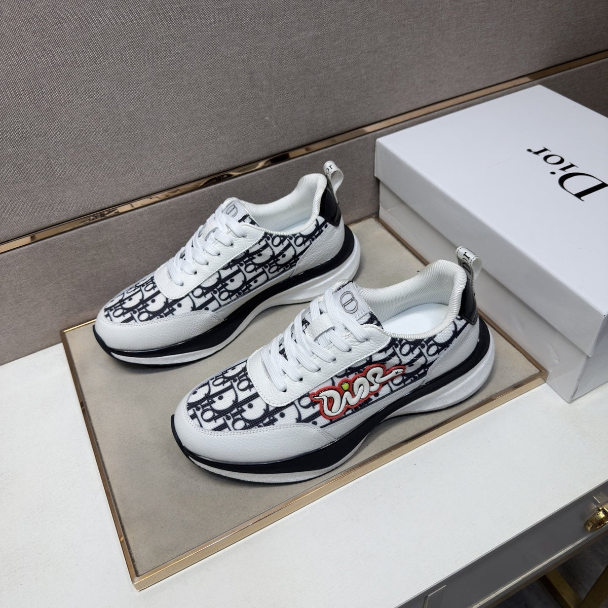 Dior Patterned Low-Top Men's Sneakers — front
