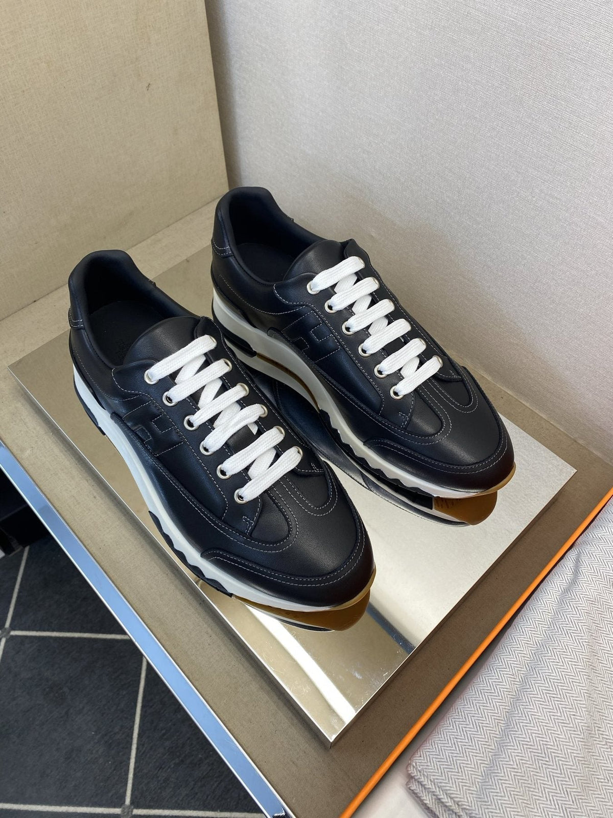 Hermès Men's Low-Top Panel Sneakers — front