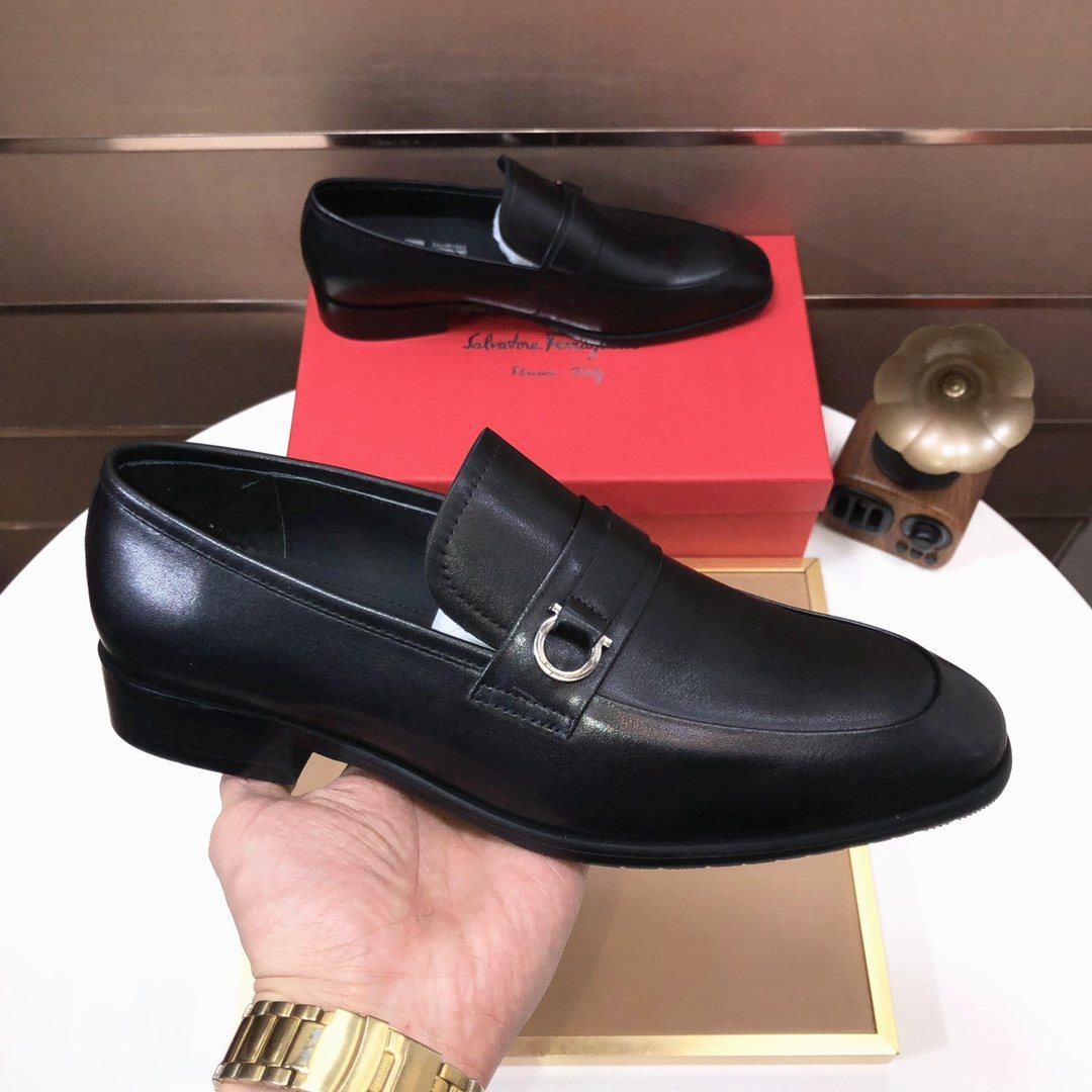Ferragamo Buckle Slip-On Loafers — side