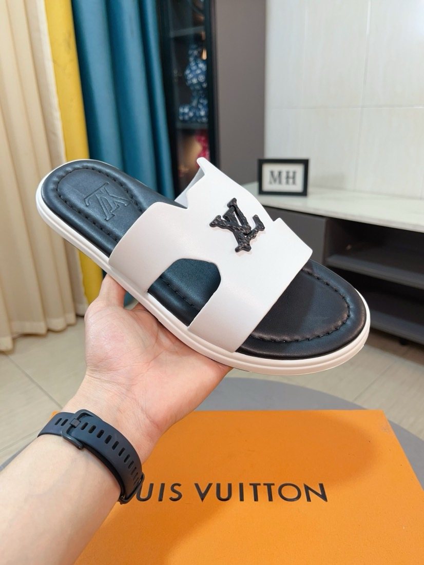 Louis Vuitton Embossed Men's Slide Sandals — front