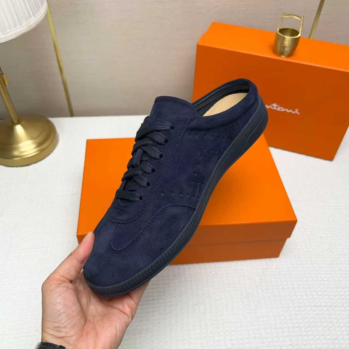 Santoni Perforated Low-Top Sneakers — front