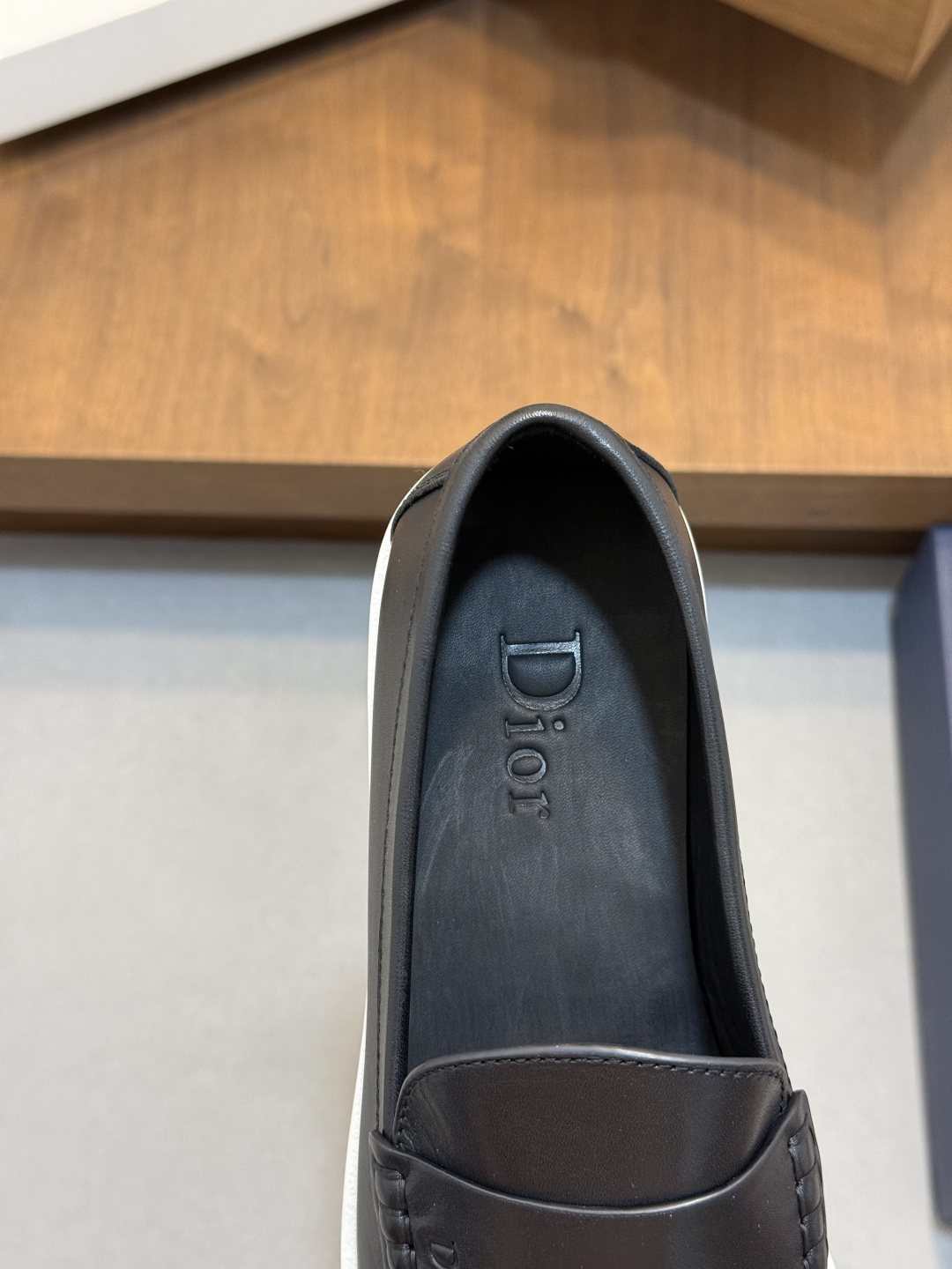Dior Textured Leather Slip-On Shoes — detail