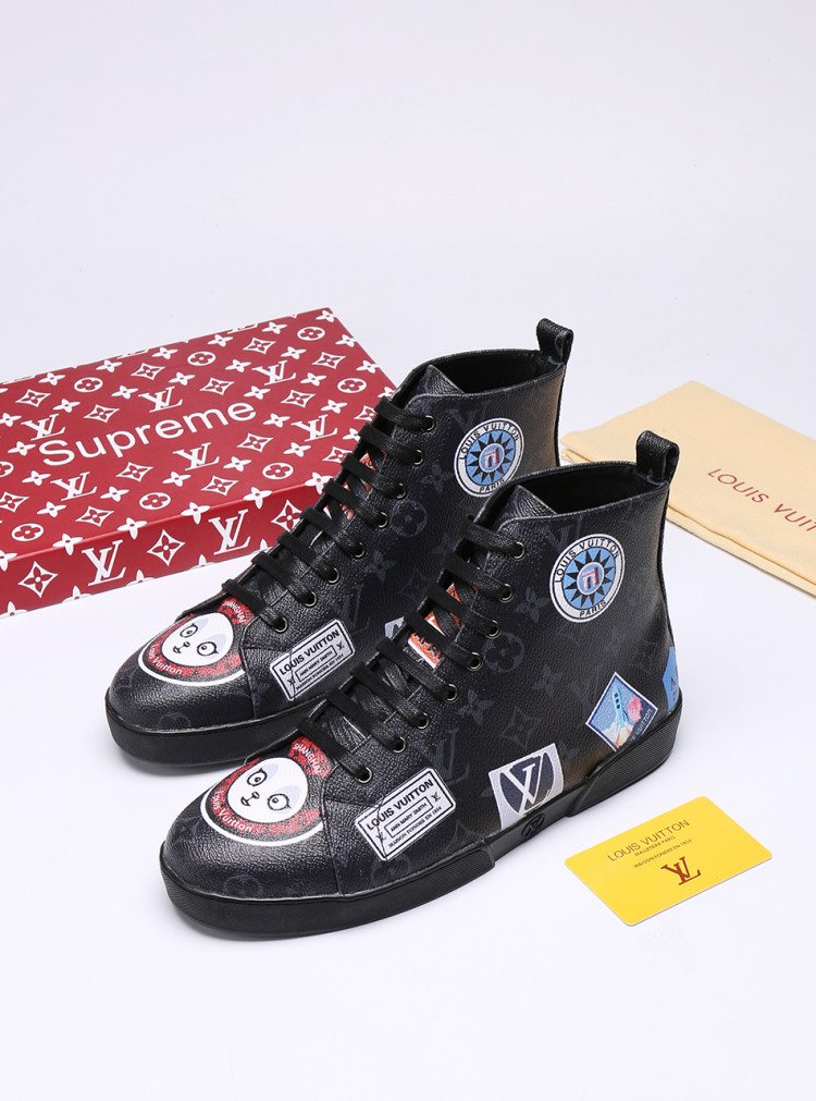 Louis Vuitton Graphic Patch High-Top Sneakers — hero