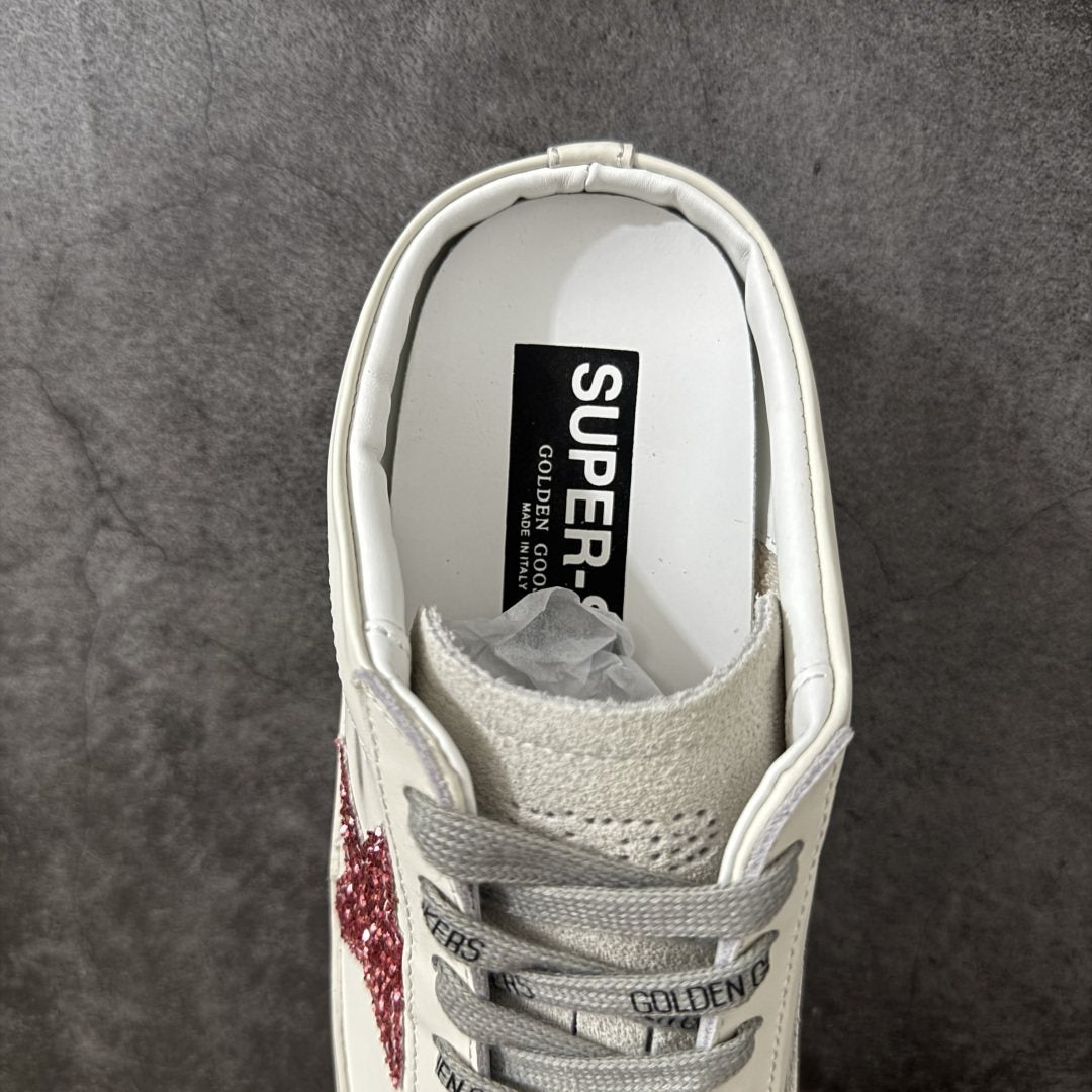 Golden Goose Pink Glitter Star Low-Top Sneakers — label