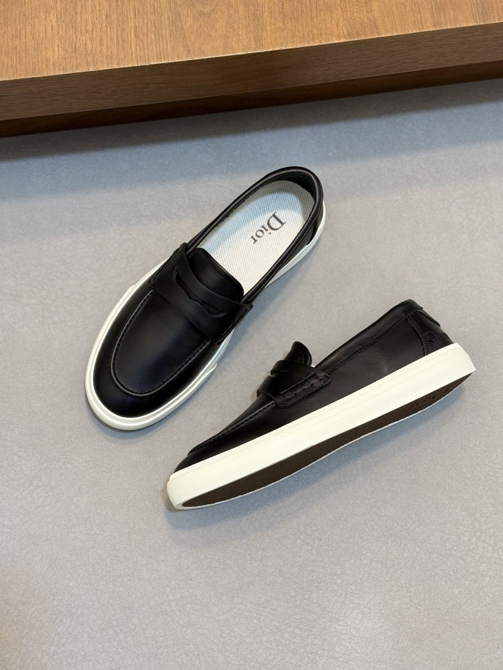 Dior Men's Vamp-Strap Slip-On Shoes — front