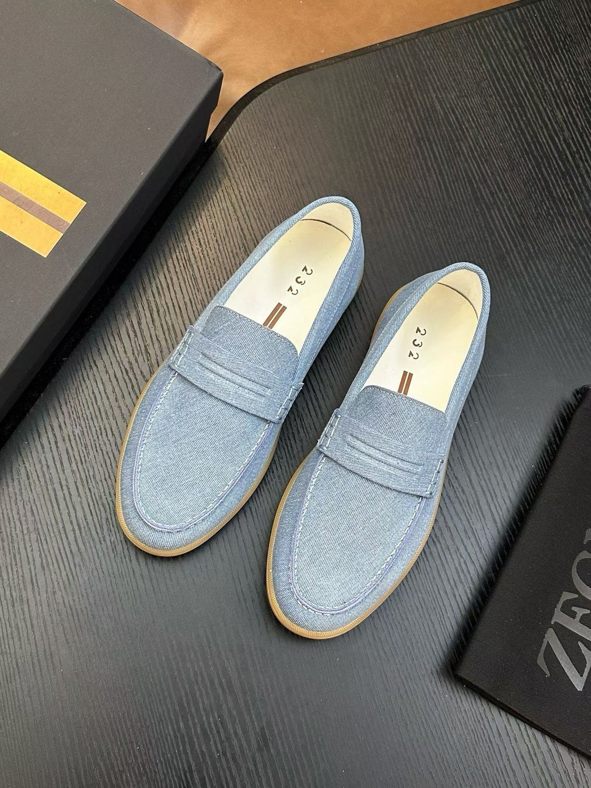 Zegna Textured Leather Strap Loafers — front