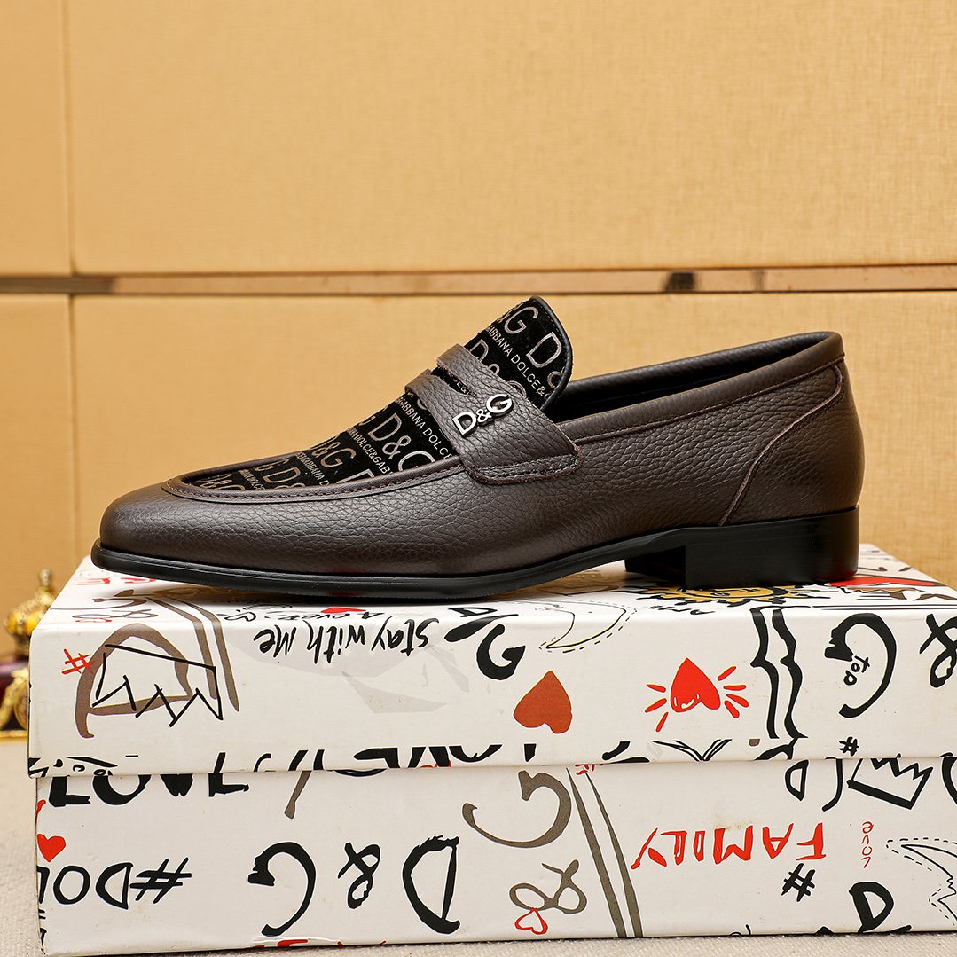 Dolce & Gabbana Text Panel Slip-On Loafers — side