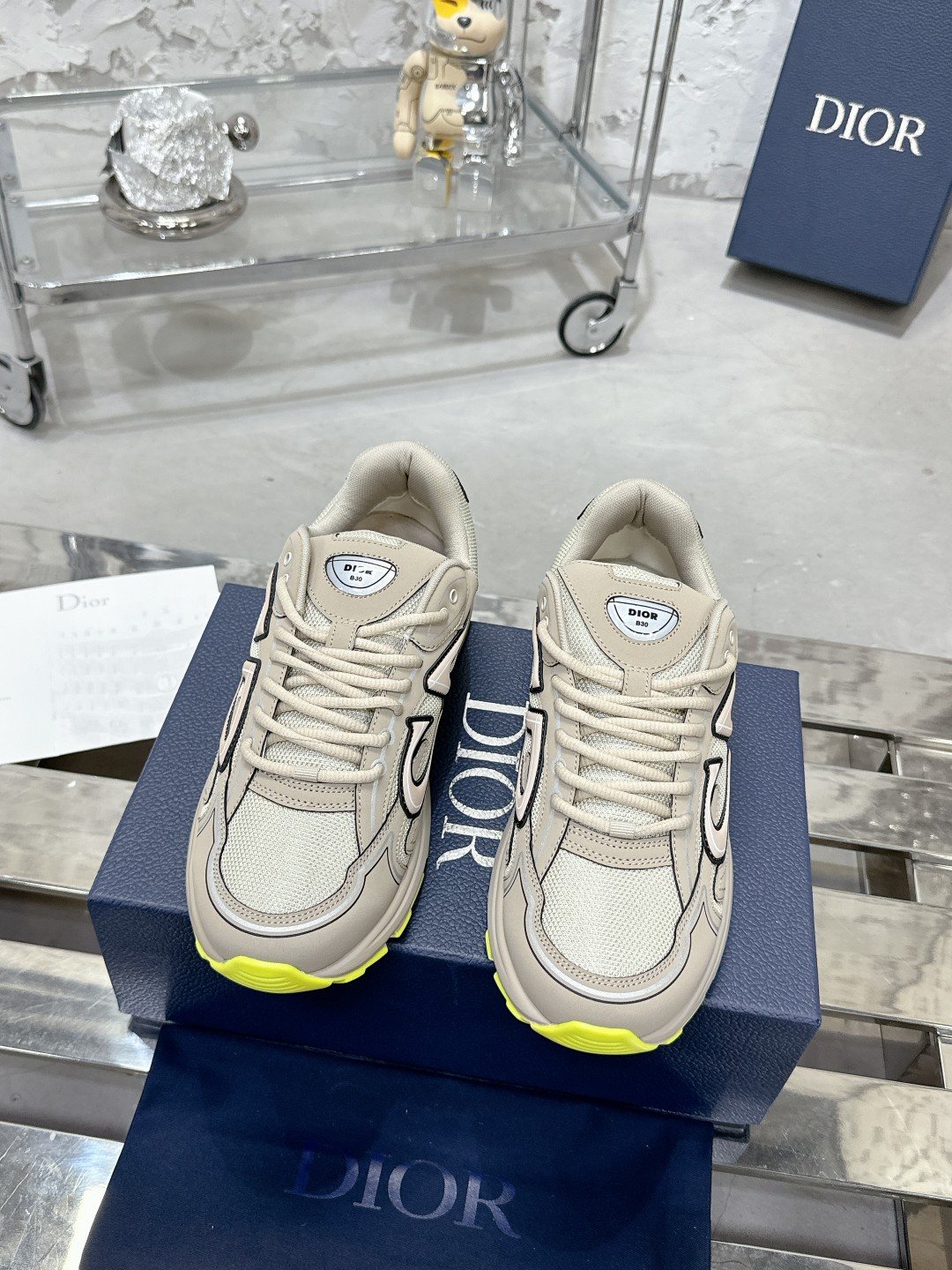 Dior Black, Gray and White Low-Top Sneakers — front