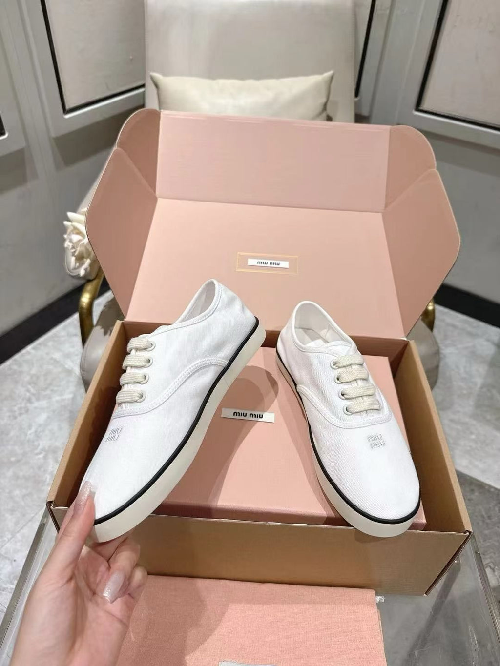 Miu Miu Low-Top Canvas Sneakers — detail