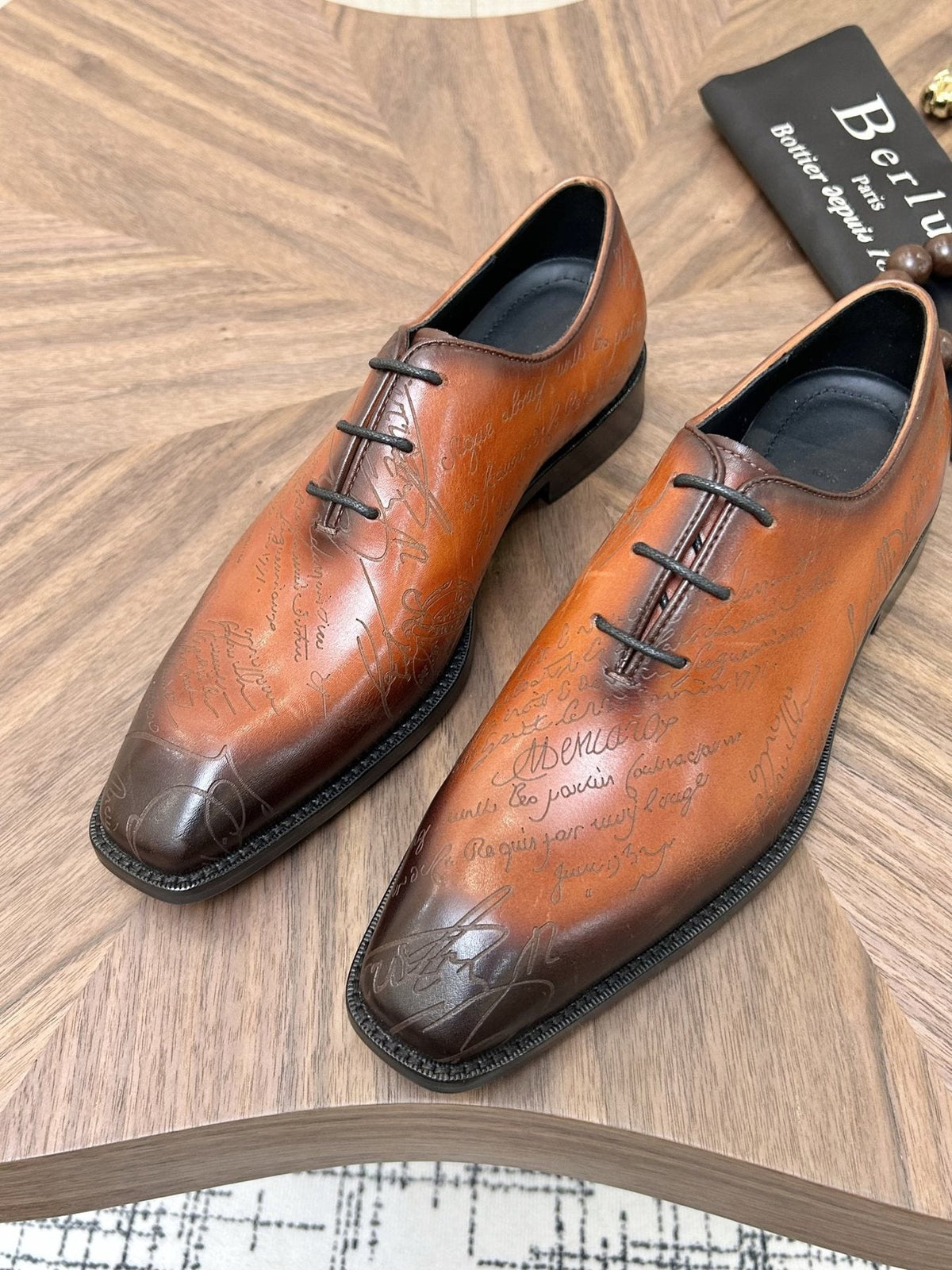 Berluti Burnished Lace-Up Dress Shoes — front