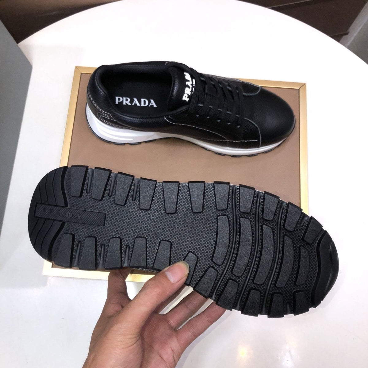 PRADA Black Quilted Low-Top Sneakers — side